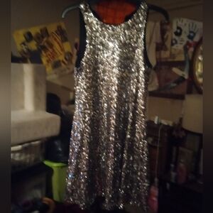 NWT/Flawed Gianni Bini Sparkling Silver Sequin Dress